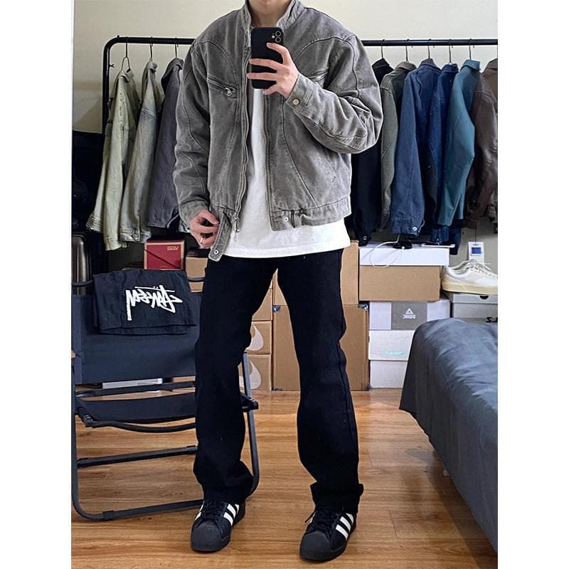 ヴィンテージ加工スタンドジャケット　ミリタリージャケット