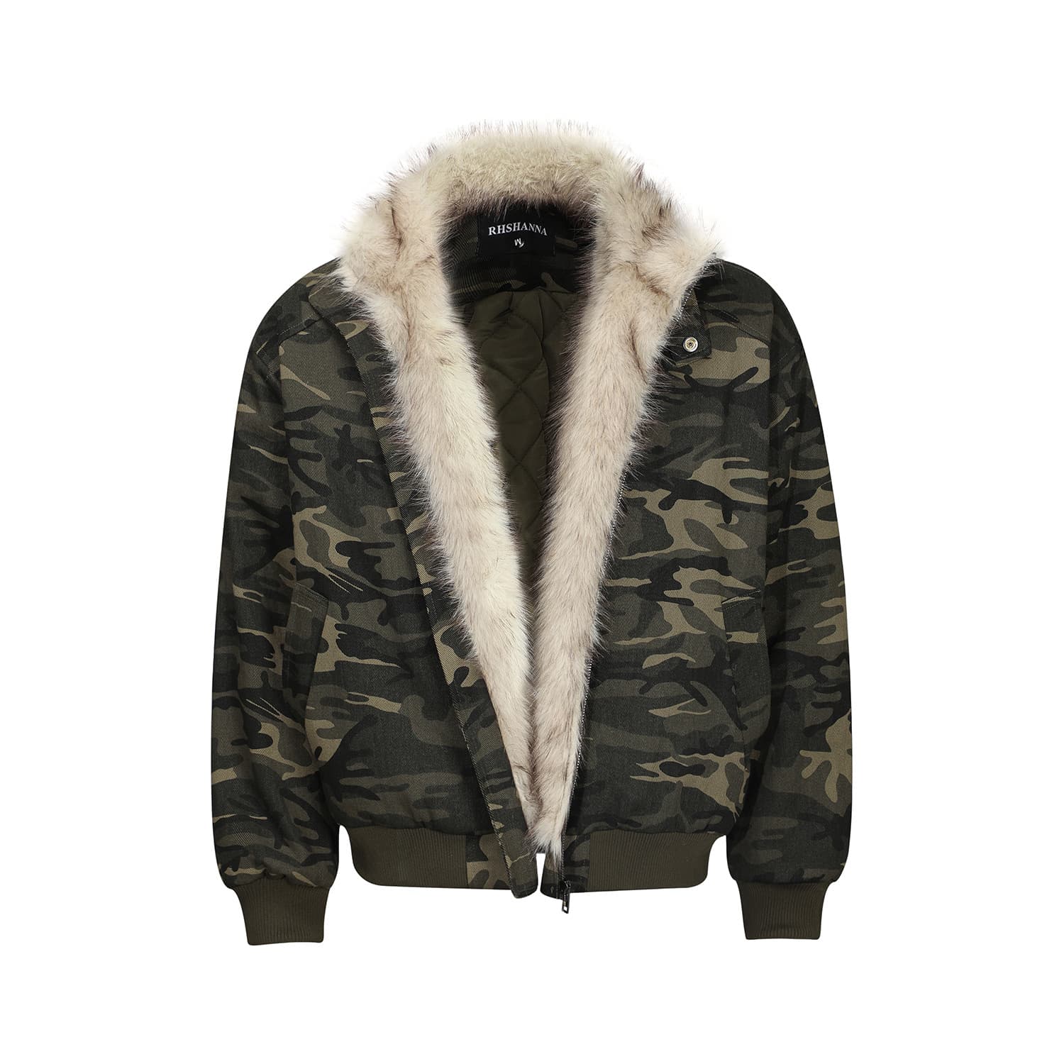 ボアファー付き迷彩柄フライトジャケット ミリタリージャケット