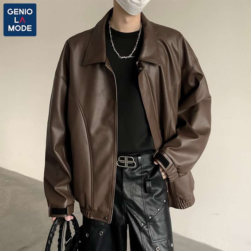 オーバーサイズレザーフライトジャケット ミリタリージャケット