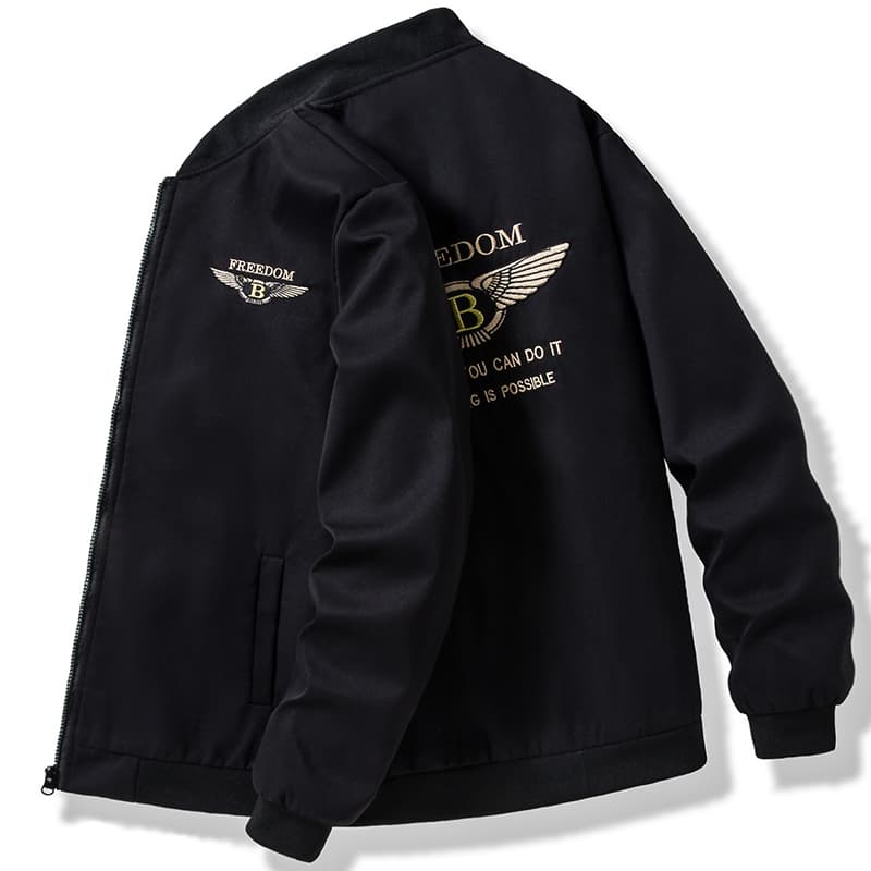 翼モチーフ刺繍入りスタジアムジャンパー ミリタリージャケット 