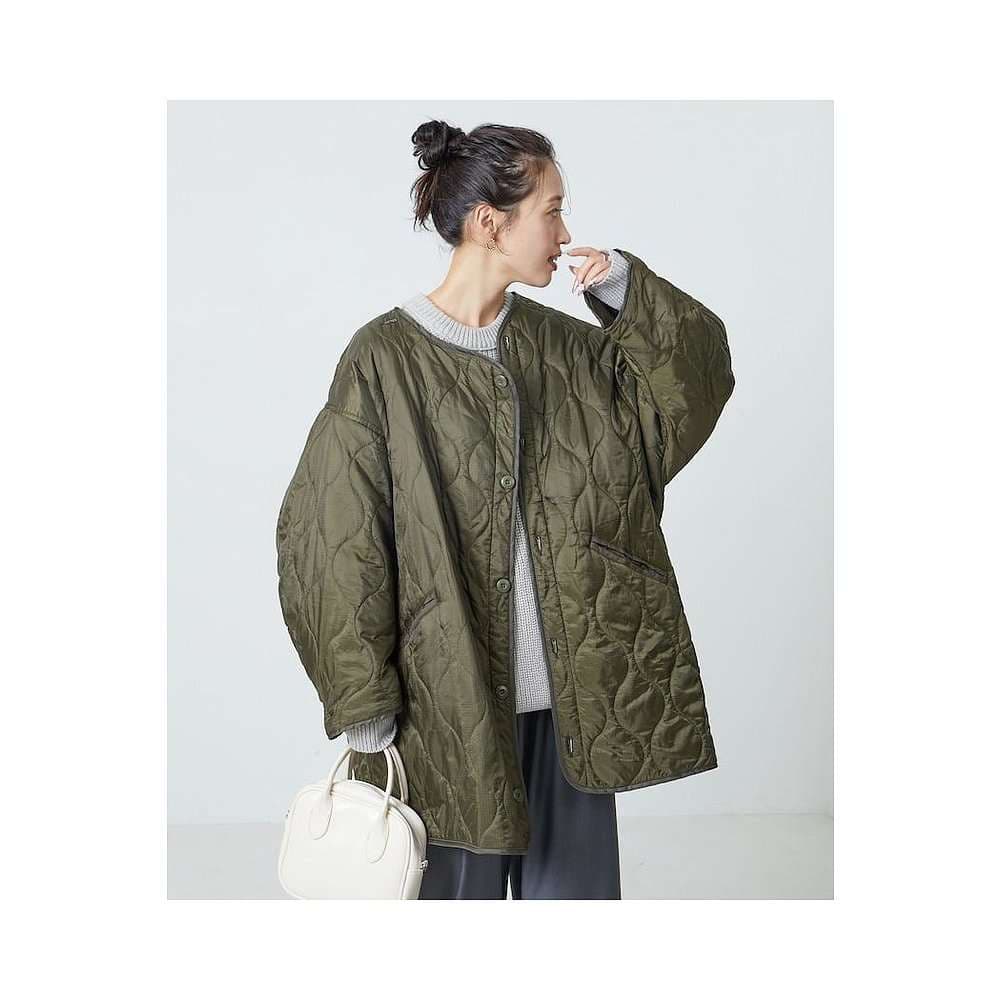 キルティングノーカラーミリタリーライナー ミリタリージャケット