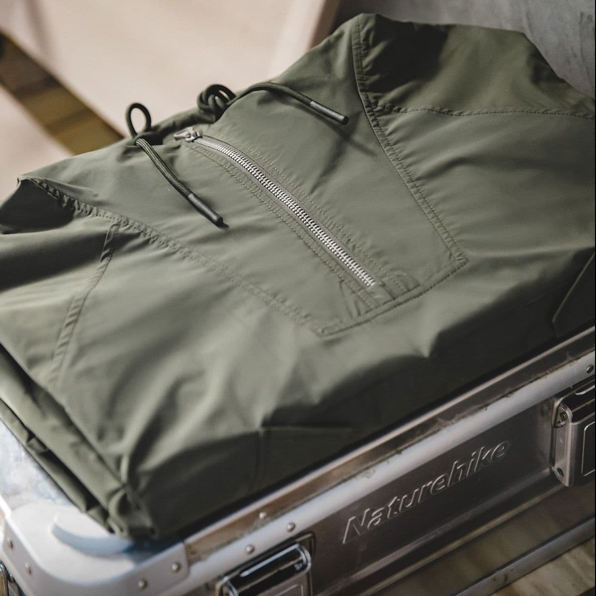 フードハーフジップアノラックジャケット ミリタリージャケット 