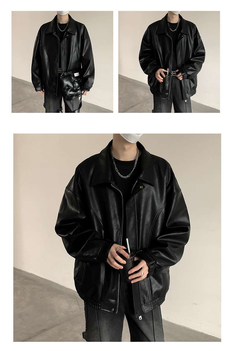 オーバーサイズレザーフライトジャケット ミリタリージャケット
