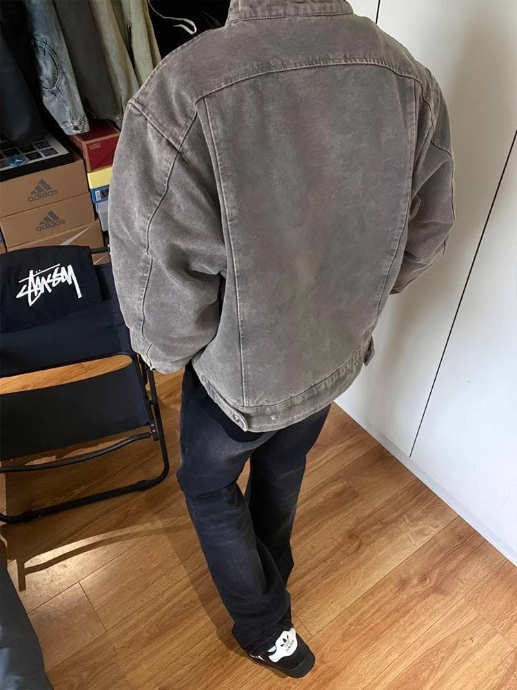 ヴィンテージ加工スタンドジャケット　ミリタリージャケット