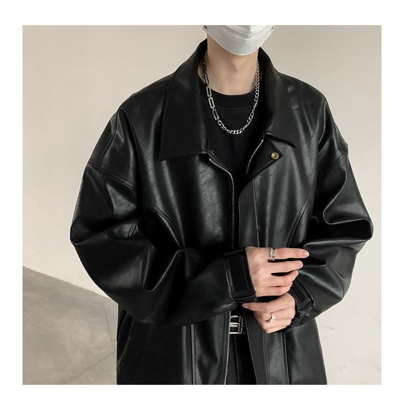 オーバーサイズレザーフライトジャケット ミリタリージャケット