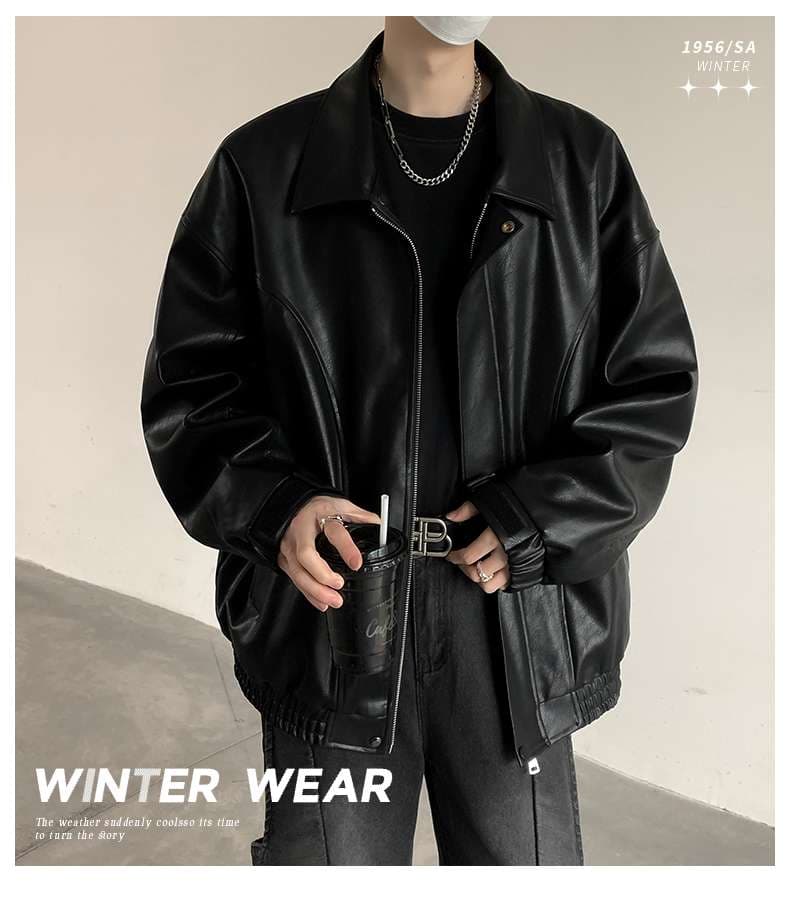 オーバーサイズレザーフライトジャケット ミリタリージャケット