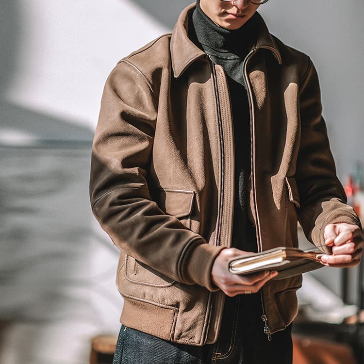 ミリタリージャケット 上質革素材 ミリタリー フライトジャケット