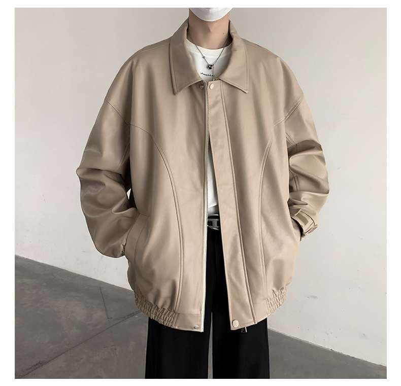 オーバーサイズレザーフライトジャケット ミリタリージャケット