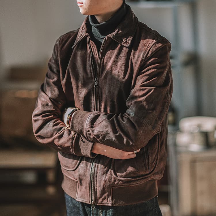 ミリタリージャケット 上質革素材 ミリタリー フライトジャケット