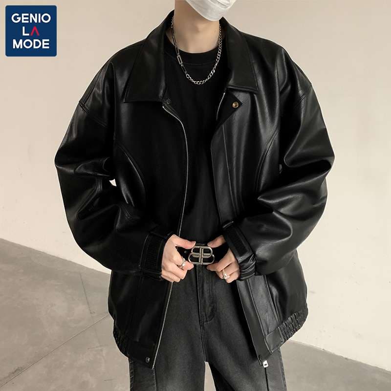 オーバーサイズレザーフライトジャケット ミリタリージャケット