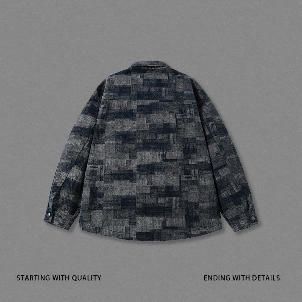 ミリタリージャケット 抽象パターン切替オーバーサイズシャツジャケット