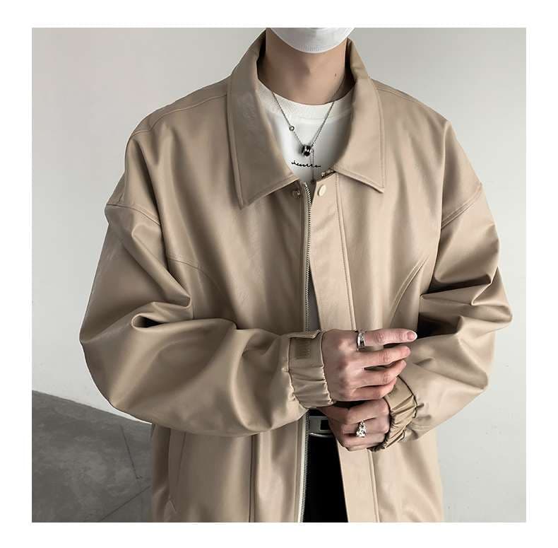 オーバーサイズレザーフライトジャケット ミリタリージャケット