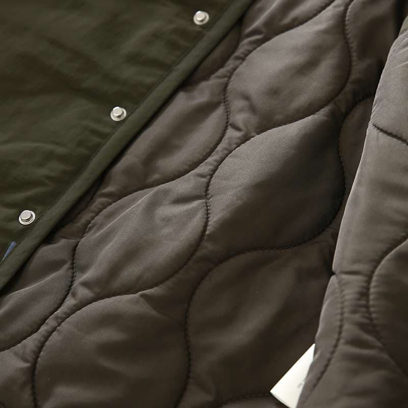 軍服調 中綿入りノーカラージャケット ミリタリージャケット