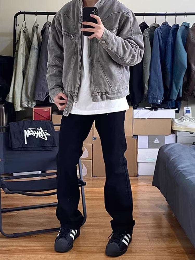 ヴィンテージ加工スタンドジャケット　ミリタリージャケット