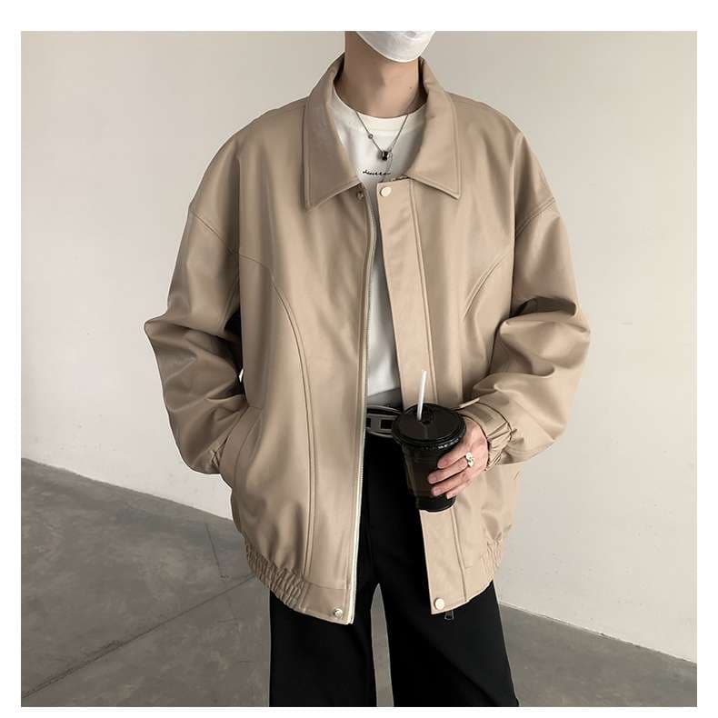 オーバーサイズレザーフライトジャケット ミリタリージャケット