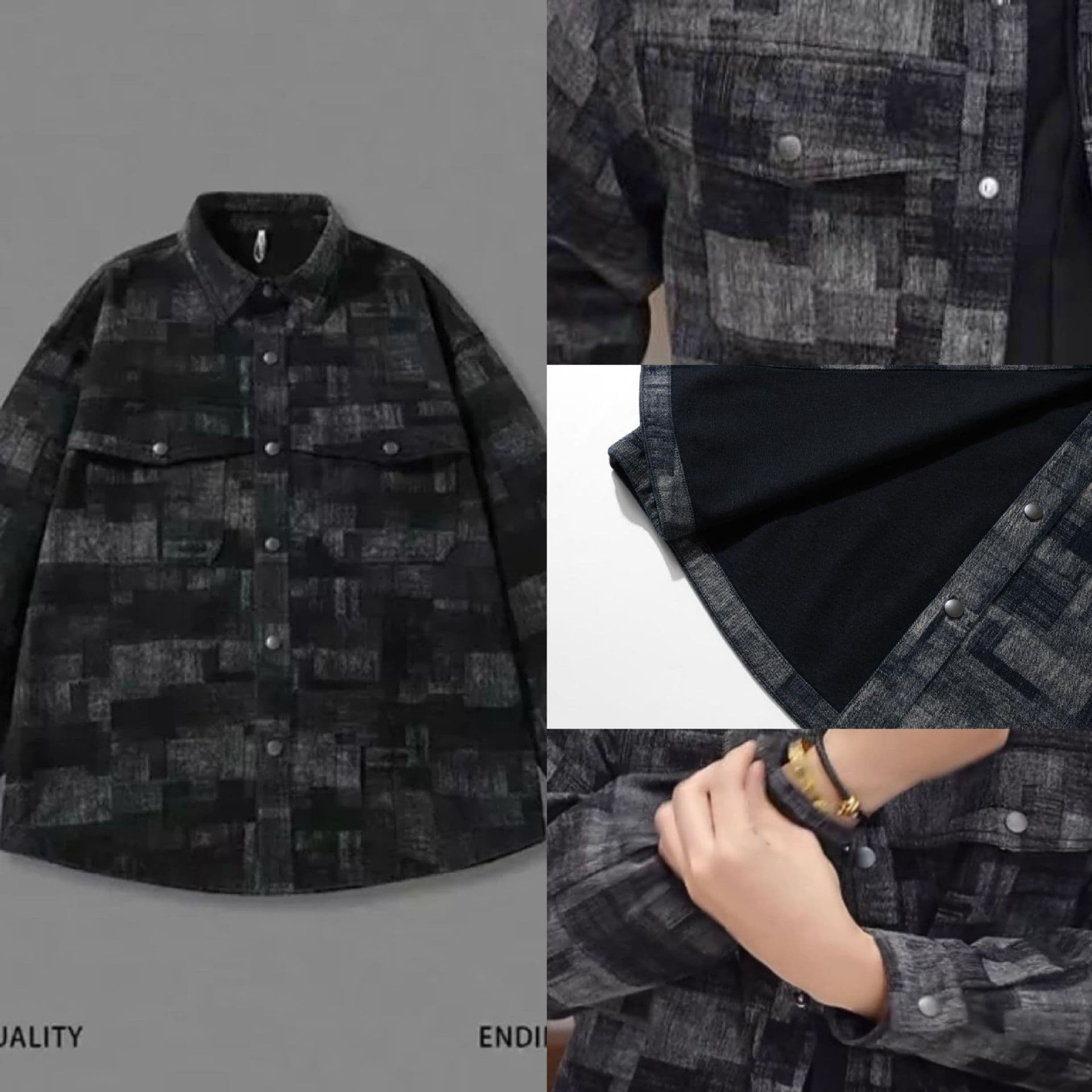 ミリタリージャケット 抽象パターン切替オーバーサイズシャツジャケット