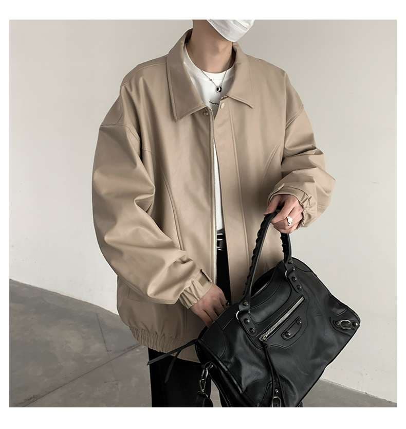 オーバーサイズレザーフライトジャケット ミリタリージャケット