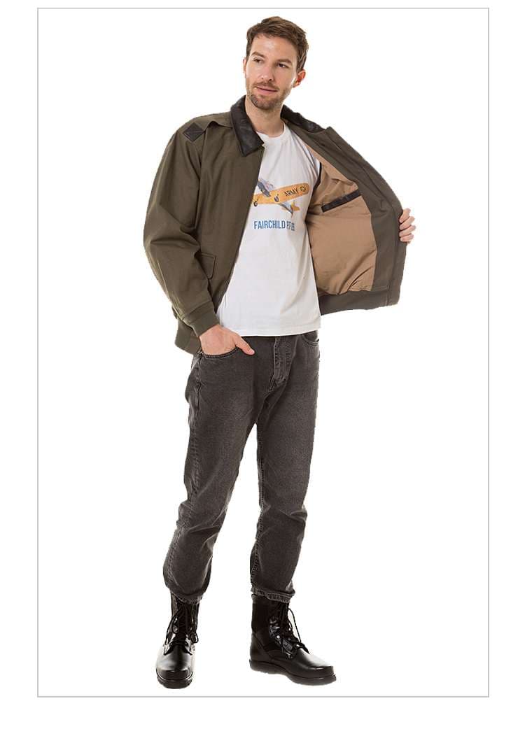クラシカルレザー襟フライトジャケット A-2タイプ ミリタリージャケット