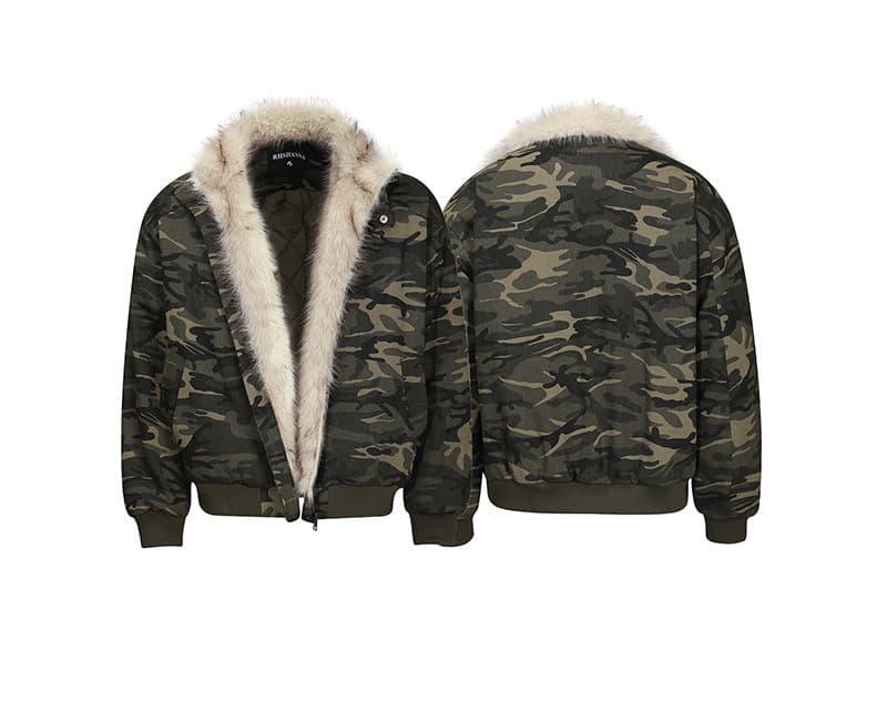 ボアファー付き迷彩柄フライトジャケット ミリタリージャケット