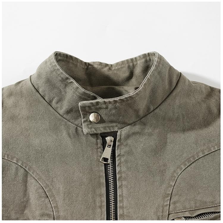 ヴィンテージ加工スタンドジャケット　ミリタリージャケット