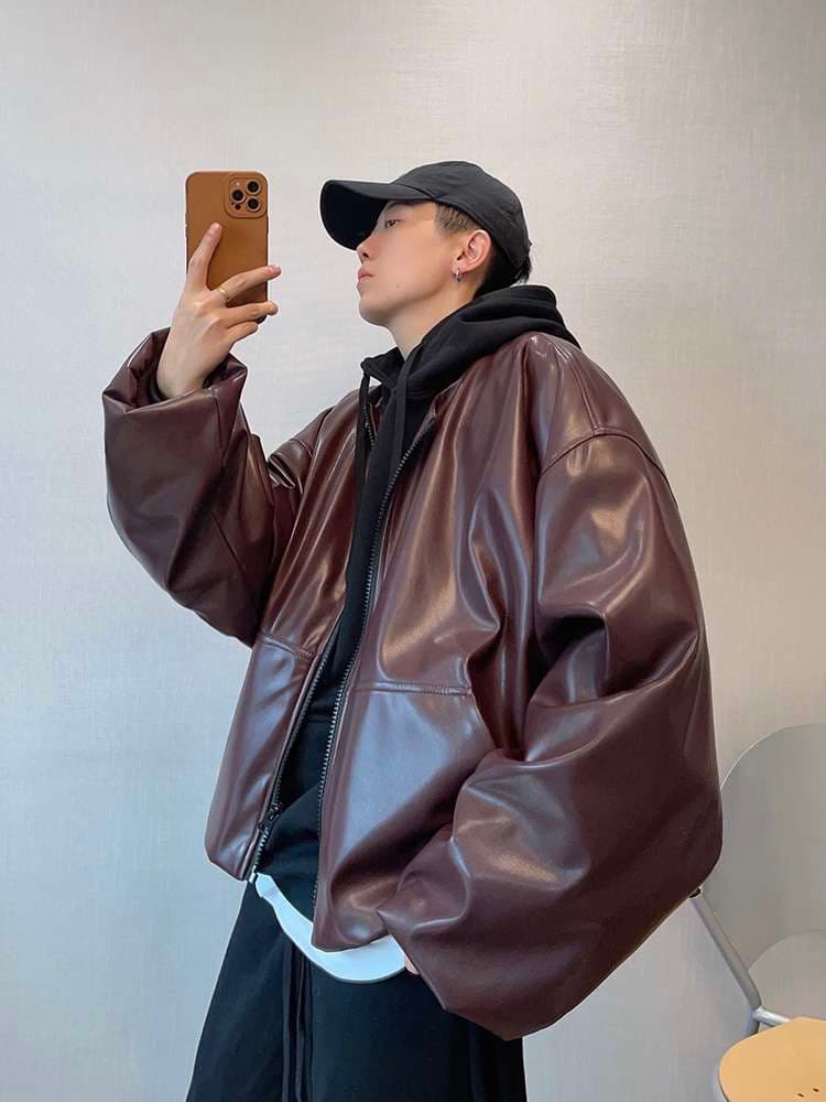 オーバーサイズ レザージャケット ミリタリージャケット