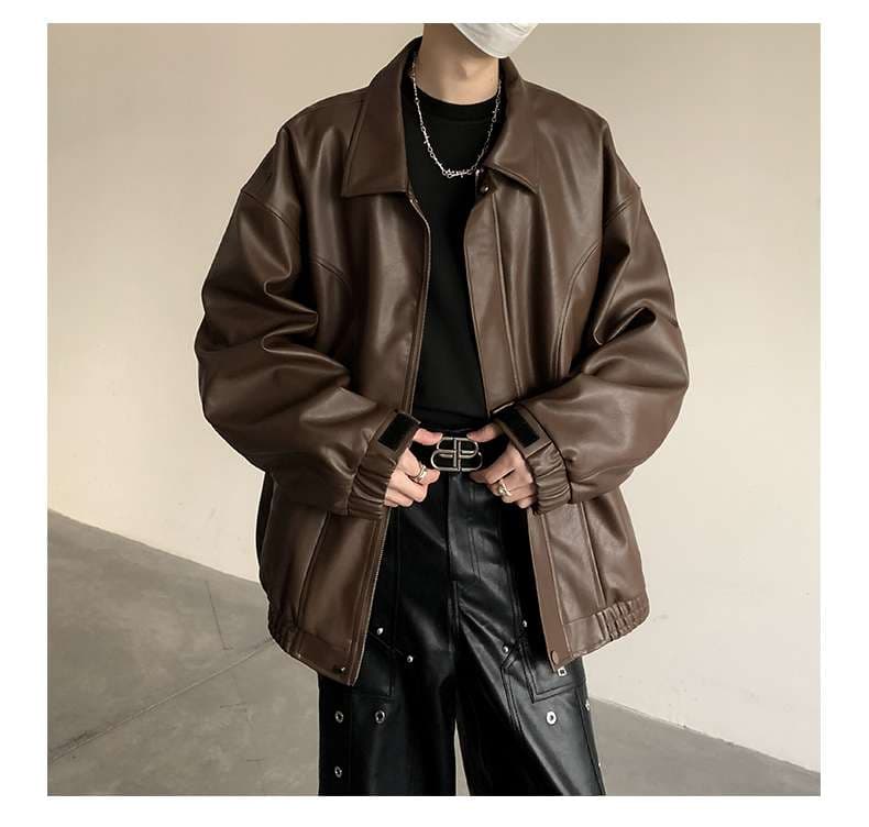 オーバーサイズレザーフライトジャケット ミリタリージャケット