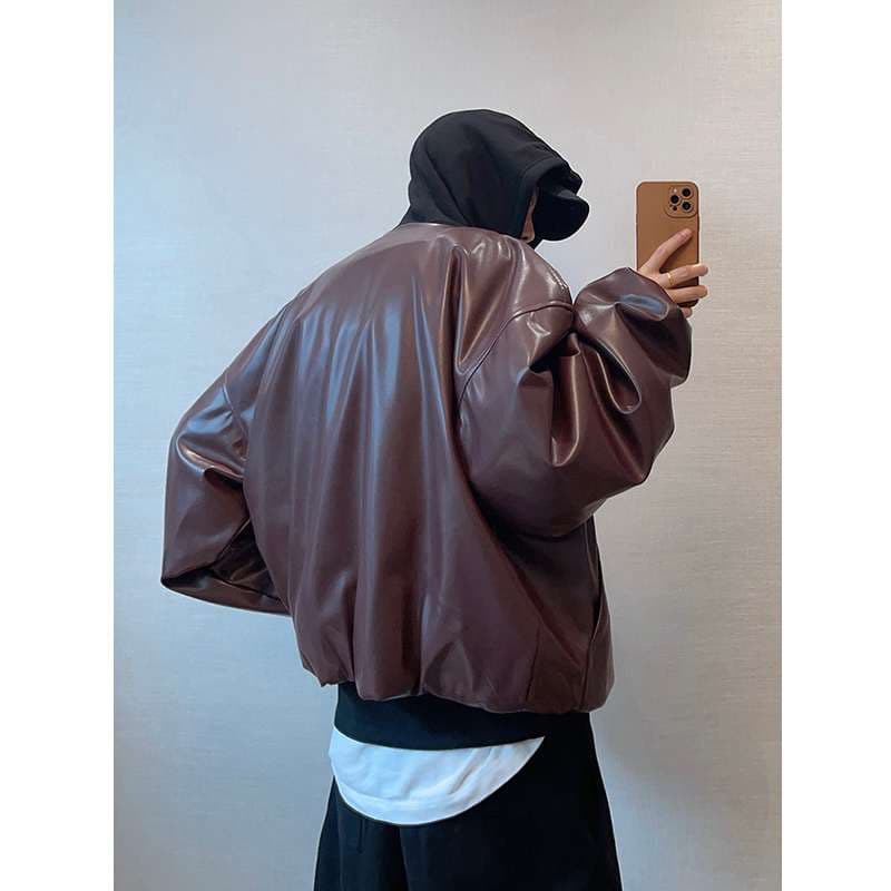 オーバーサイズ レザージャケット ミリタリージャケット