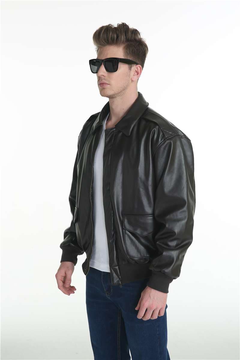 フライトジャケット ミリタリーレザーブルゾン A-2タイプ ミリタリージャケット