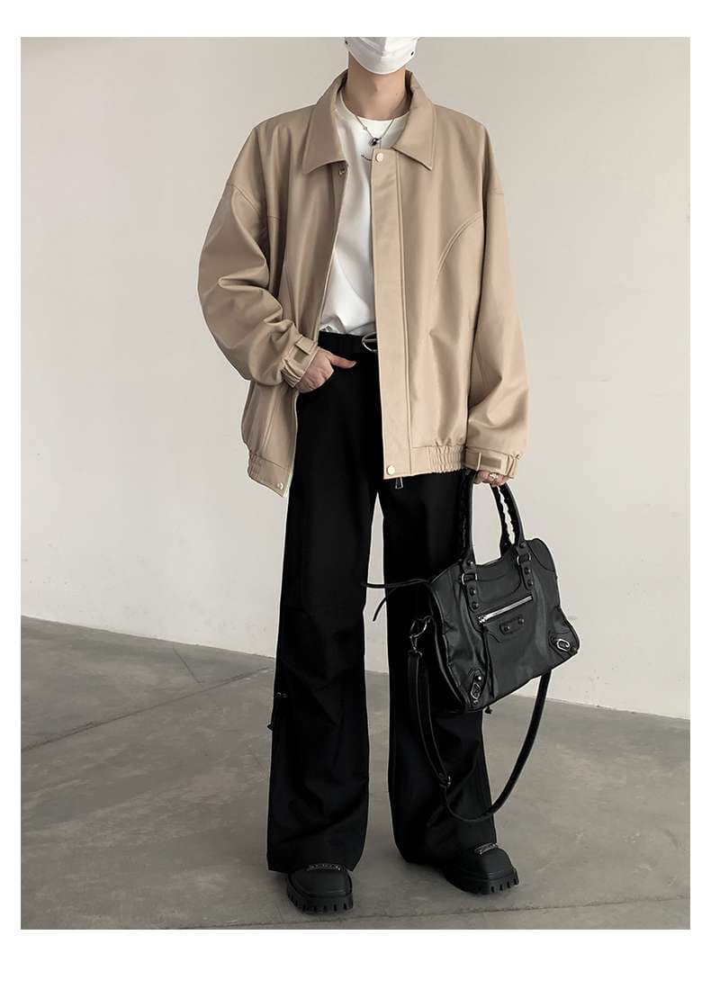 オーバーサイズレザーフライトジャケット ミリタリージャケット