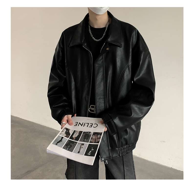 オーバーサイズレザーフライトジャケット ミリタリージャケット