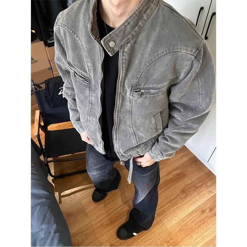 ヴィンテージ加工スタンドジャケット　ミリタリージャケット