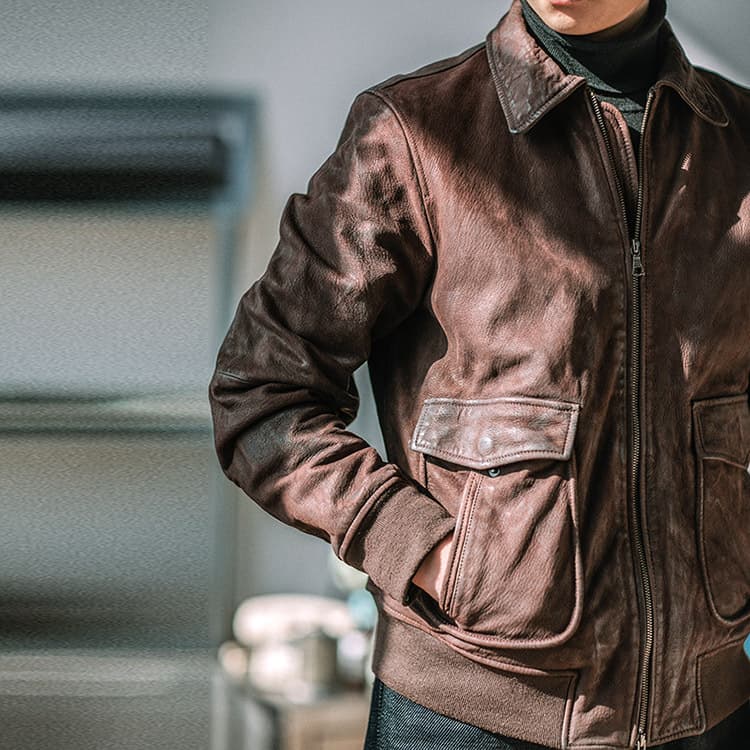 ミリタリージャケット 上質革素材 ミリタリー フライトジャケット