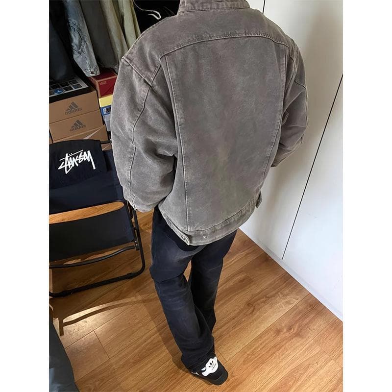 ヴィンテージ加工スタンドジャケット　ミリタリージャケット