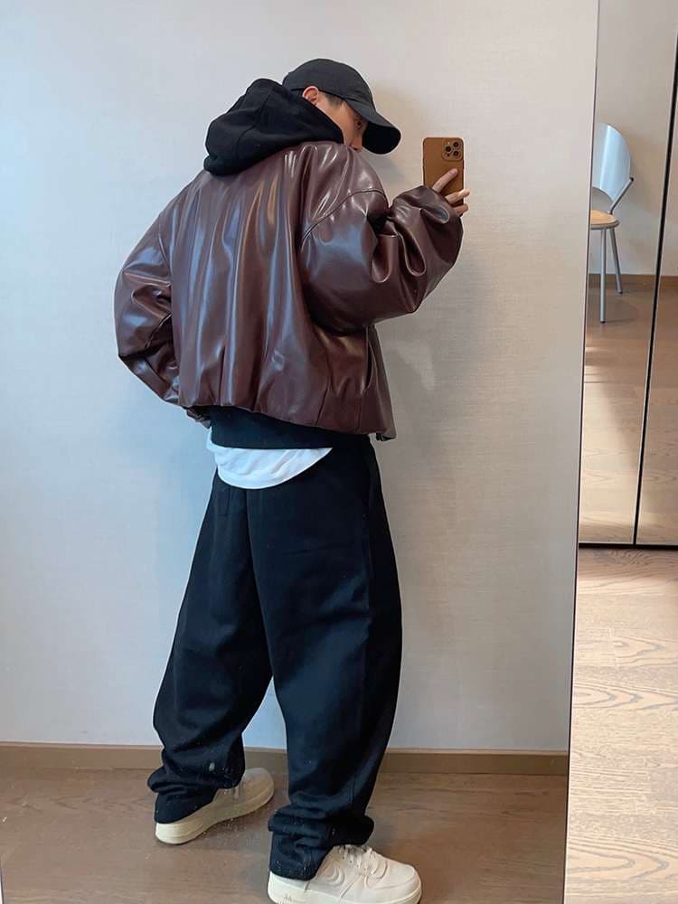 オーバーサイズ レザージャケット ミリタリージャケット