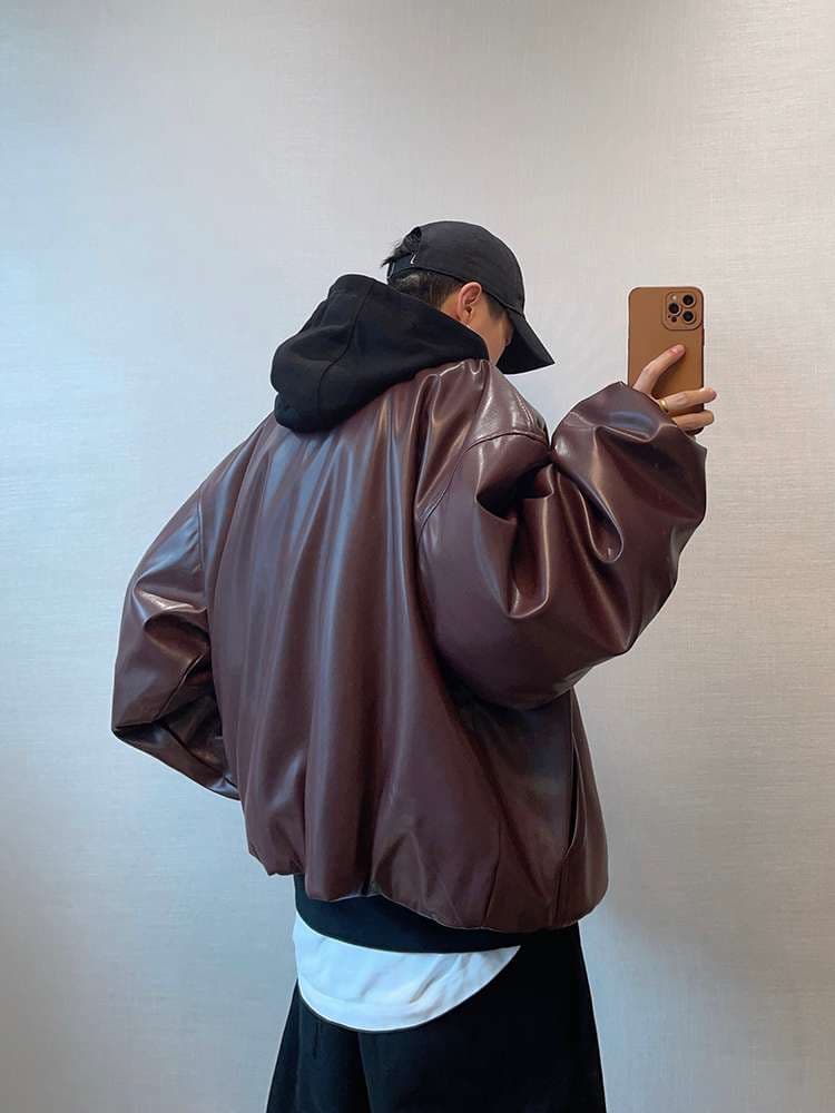 オーバーサイズ レザージャケット ミリタリージャケット