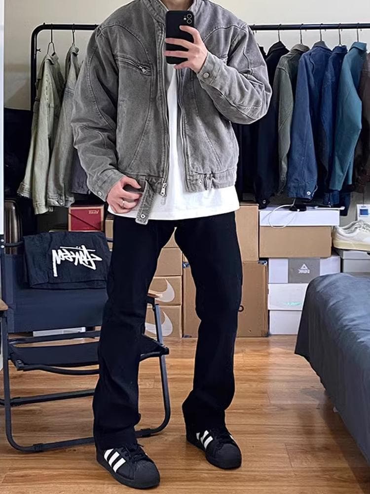 ヴィンテージ加工スタンドジャケット　ミリタリージャケット