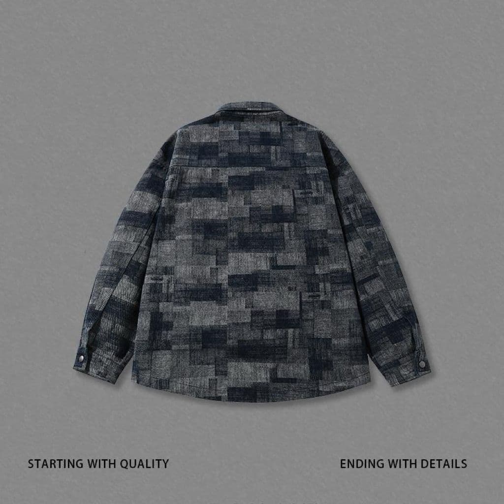 ミリタリージャケット 抽象パターン切替オーバーサイズシャツジャケット