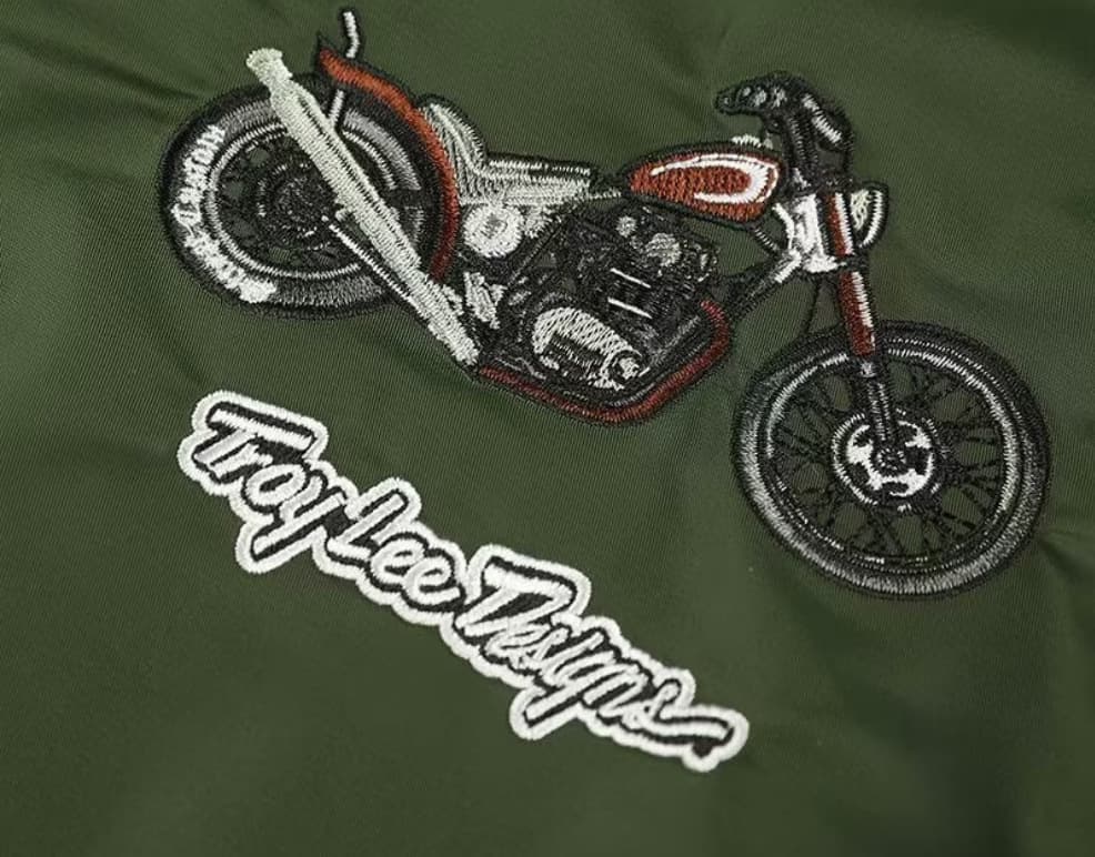 バイク刺繍入りライダースフライトジャケット ミリタリージャケット