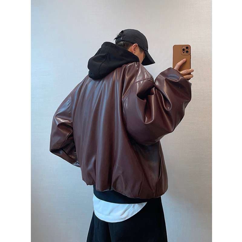 オーバーサイズ レザージャケット ミリタリージャケット