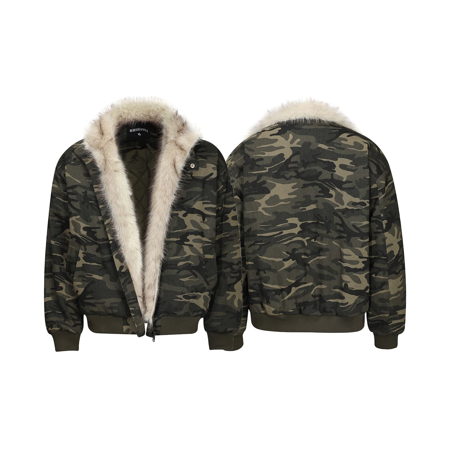 ボアファー付き迷彩柄フライトジャケット ミリタリージャケット