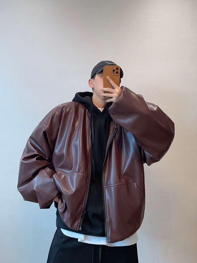 オーバーサイズ レザージャケット ミリタリージャケット