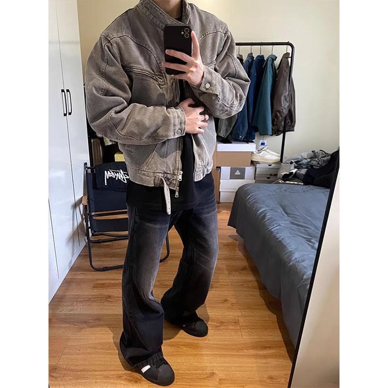 ヴィンテージ加工スタンドジャケット　ミリタリージャケット