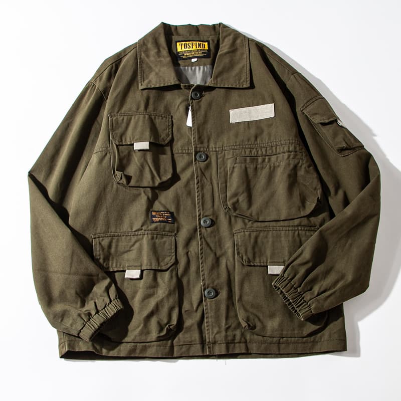 多機能ポケット付き戦闘服風ワークジャケット ミリタリージャケット