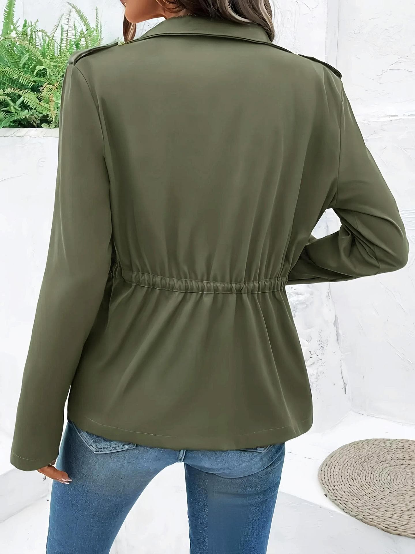 ウエストベルト付き軍服風ジップアップアウター ミリタリージャケット
