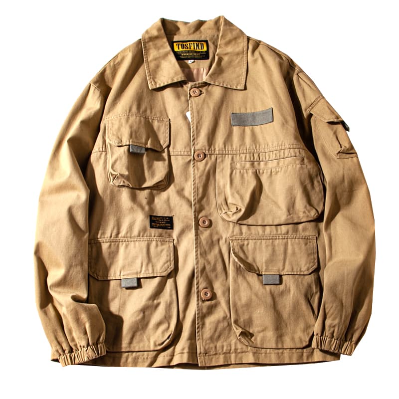 多機能ポケット付き戦闘服風ワークジャケット ミリタリージャケット