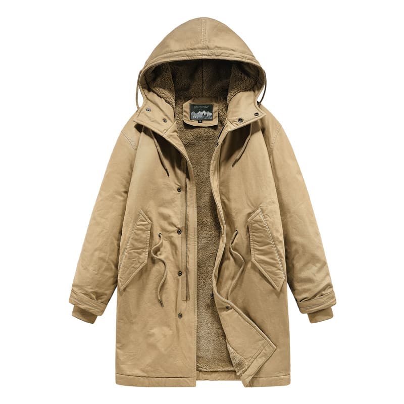 防寒裏地付きフード付きミリタリーロングコート ミリタリージャケット
