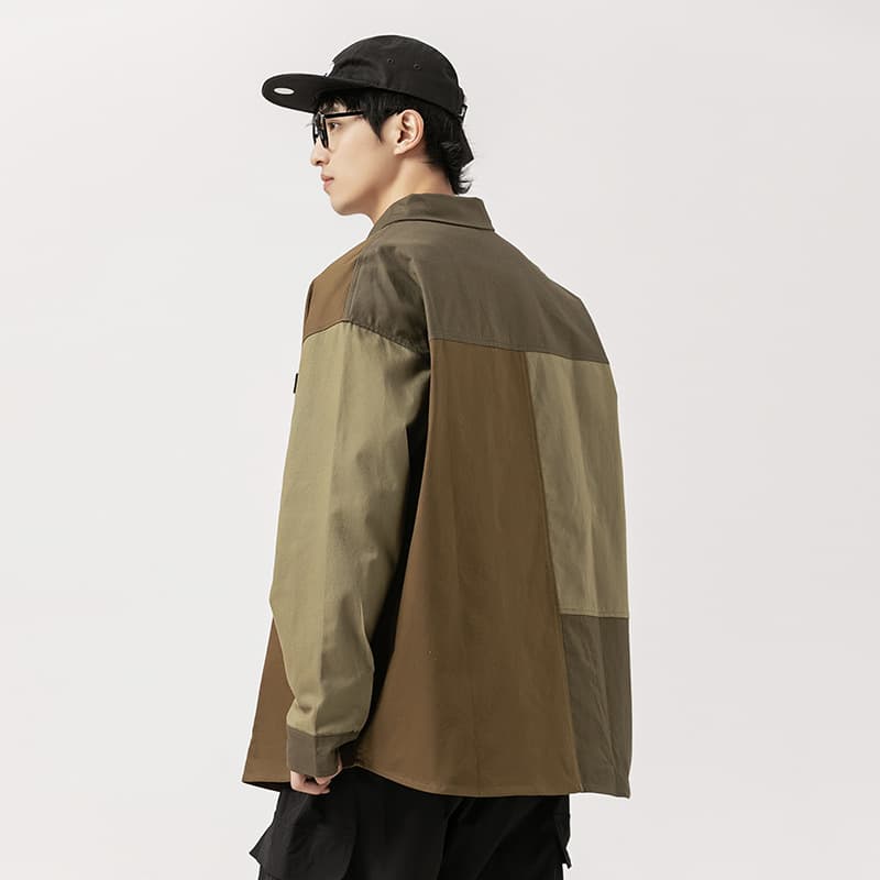 パッチワーク軍装シャツジャケット ミリタリージャケット